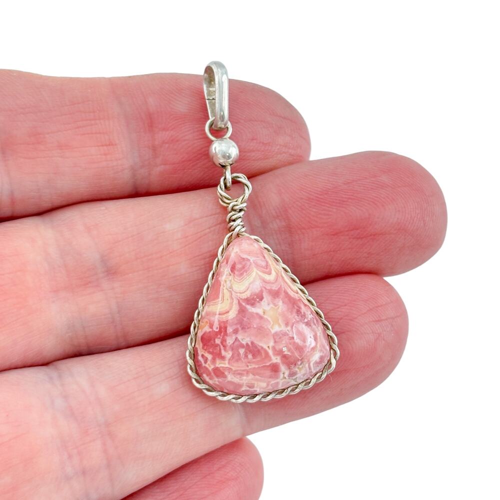 Vintage Sterling Silver 925 Rhodochrosite Pendant